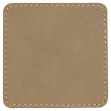 Load image into Gallery viewer, 3&quot; Square Light Brown Leatherette Patch with Adhesive