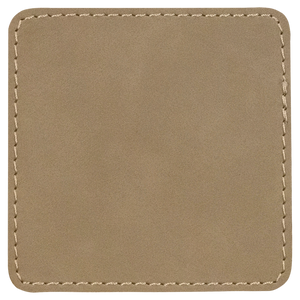 3" Square Light Brown Leatherette Patch with Adhesive