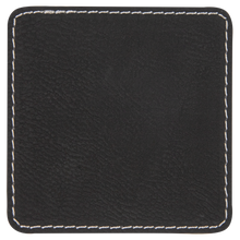 Load image into Gallery viewer, 3&quot; Square Black/Silver Leatherette Patch with Adhesive