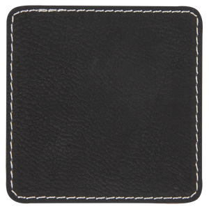 3" Square Black/Silver Leatherette Patch with Adhesive