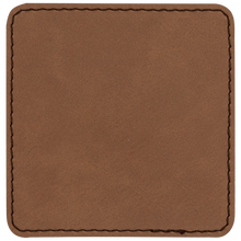 Load image into Gallery viewer, 3&quot; Square Dark Brown Leatherette Patch with Adhesive