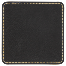 Load image into Gallery viewer, 3&quot; Square Black/Gold Leatherette Patch with Adhesive