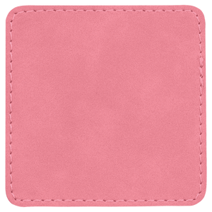 3" Square Pink Leatherette Patch with Adhesive