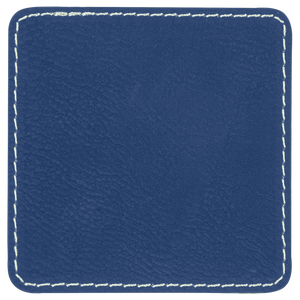 3" Square Blue/Silver Leatherette Patch with Adhesive