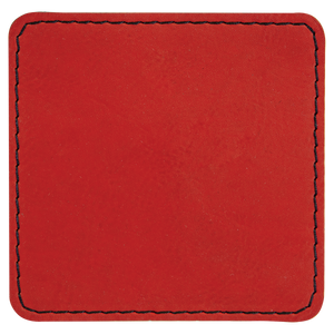 3" Square Red Leatherette Patch with Adhesive