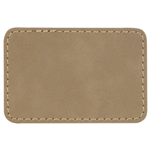 3" x 2" Rectangle Light Brown Leatherette Patch with Adhesive