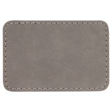 Load image into Gallery viewer, 3&quot; x 2&quot; Rectangle Gray Leatherette Patch with Adhesive