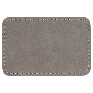 3" x 2" Rectangle Gray Leatherette Patch with Adhesive