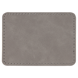 3 1/2" x 2 1/2" Rectangle Gray Leatherette Patch with Adhesive