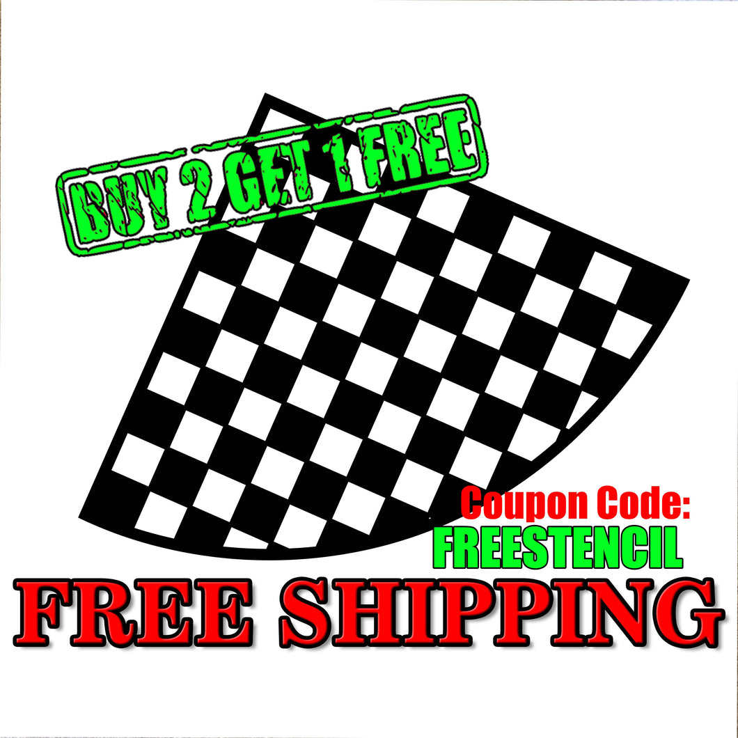 Checkered Flag Print Design | Bleach Shirt Stencil | Acrylic Bleaching Template for T Shirts