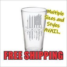 Load image into Gallery viewer, Merica Etched Glass Beer Drink Wine USA