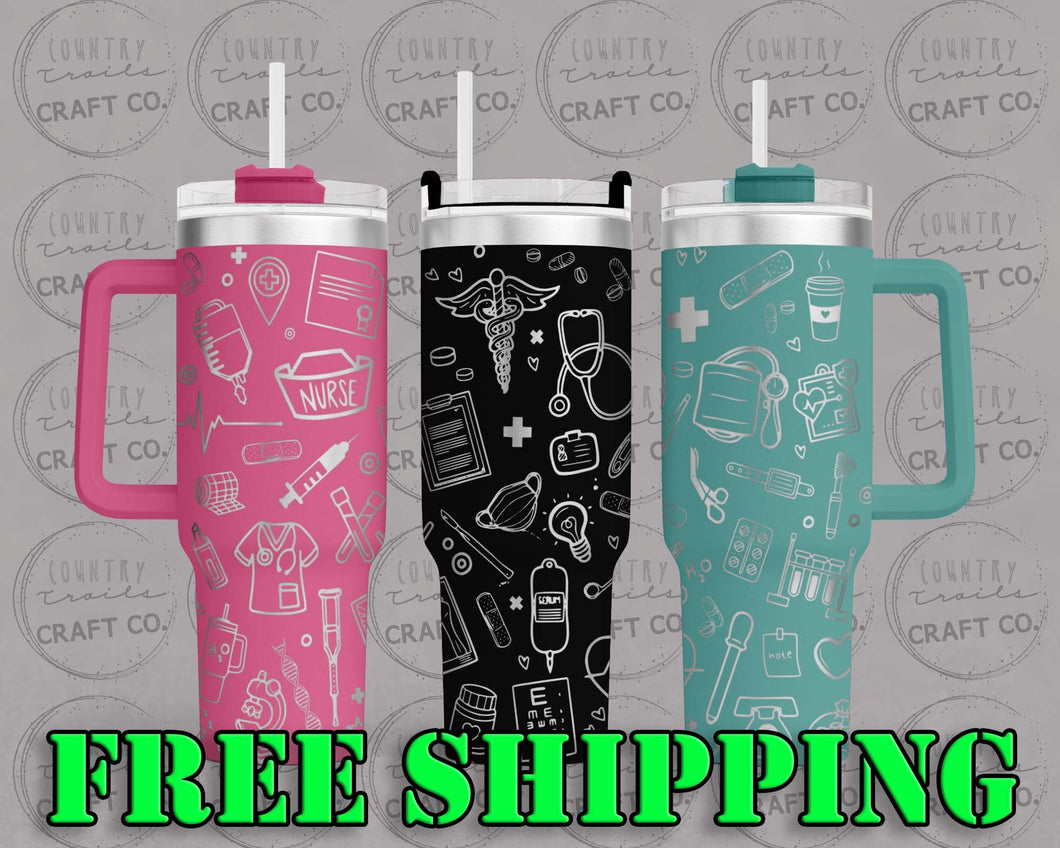 40oz Nurse Dupe Tumbler Gift 205