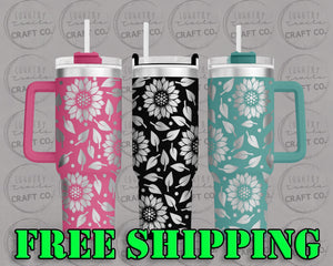 40oz Sunflower Floal Dupe Tumbler Gift 225