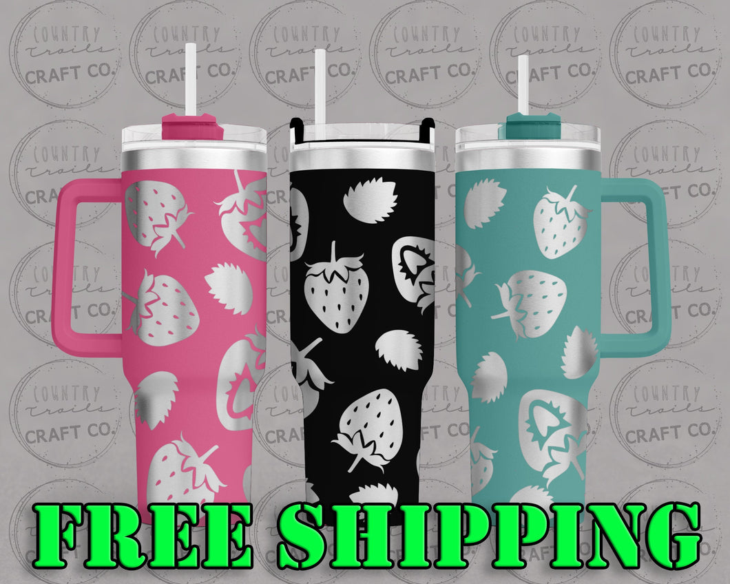 40oz Strawberry Dupe Tumbler Gift 241