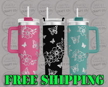 Load image into Gallery viewer, 40oz Sunflower Butterflies Dupe Tumbler Gift 246